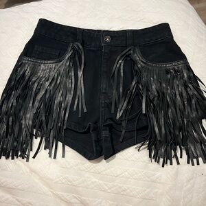 Carmar black fringe Jean shorts